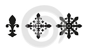 Fleur de lis and vintage design elements set. Vector illustration